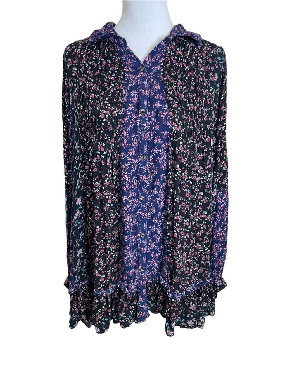 Free People Lost In You Tunic Boho Flowy Button Down Size Medium